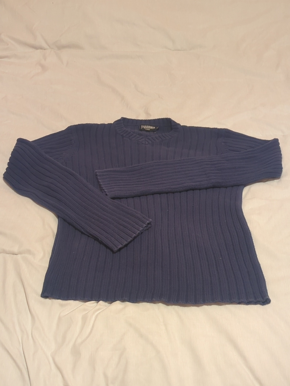 Steve & Barry's Men's Ribbed Crewneck Sweater - Navy Blue